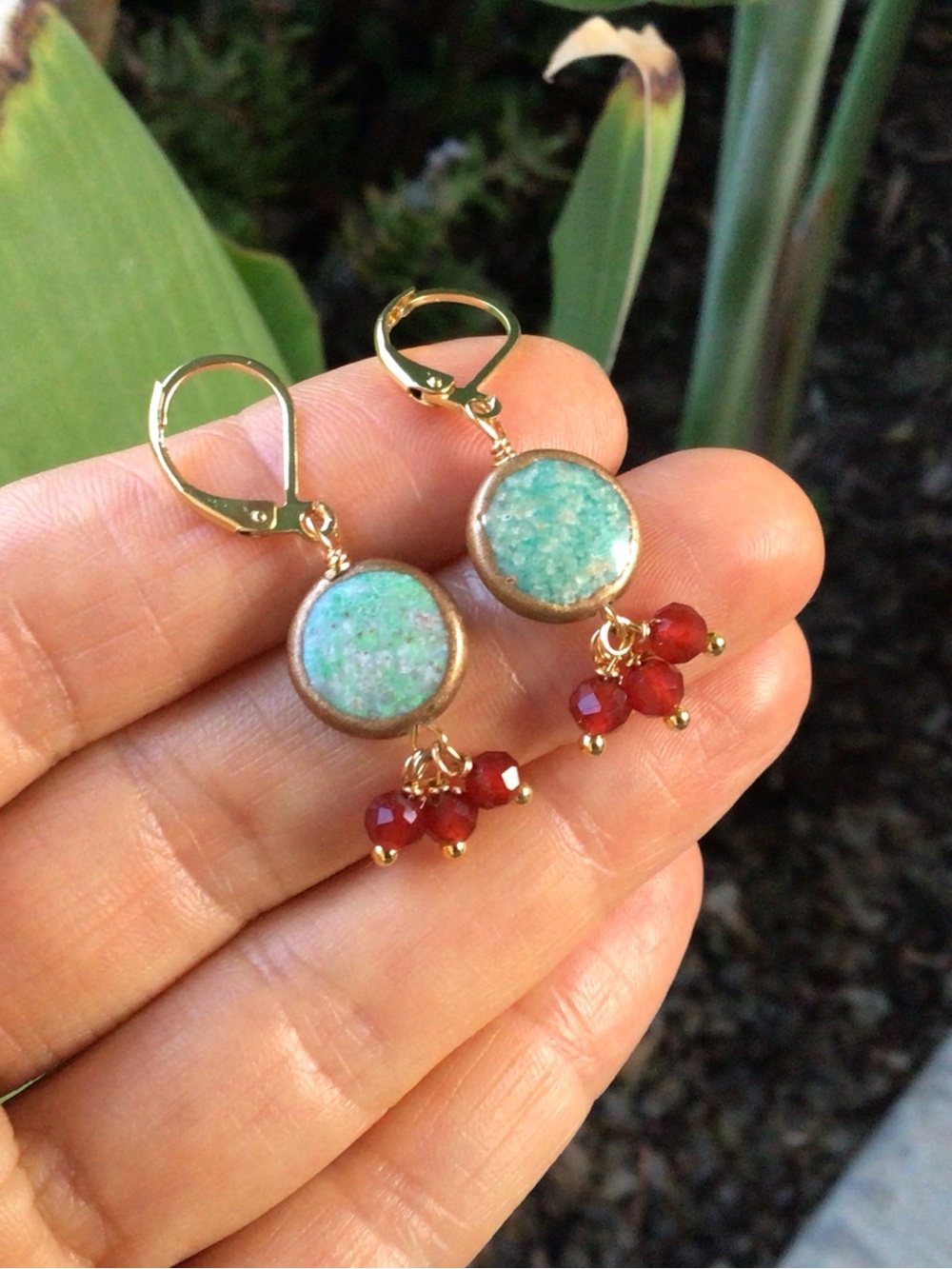 Turquoise Carnelian Sundance Charm Earrings - Picture 3 of 8